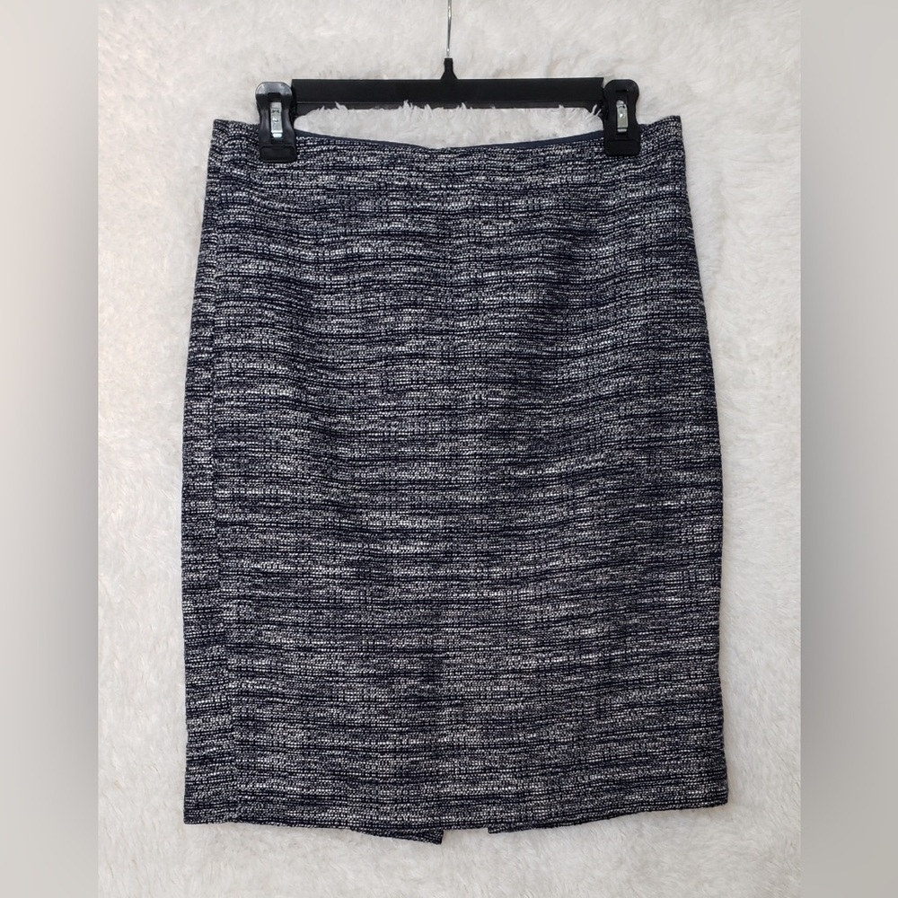 J.Crew Navy and White Tweed Pencil Skirt Size 2